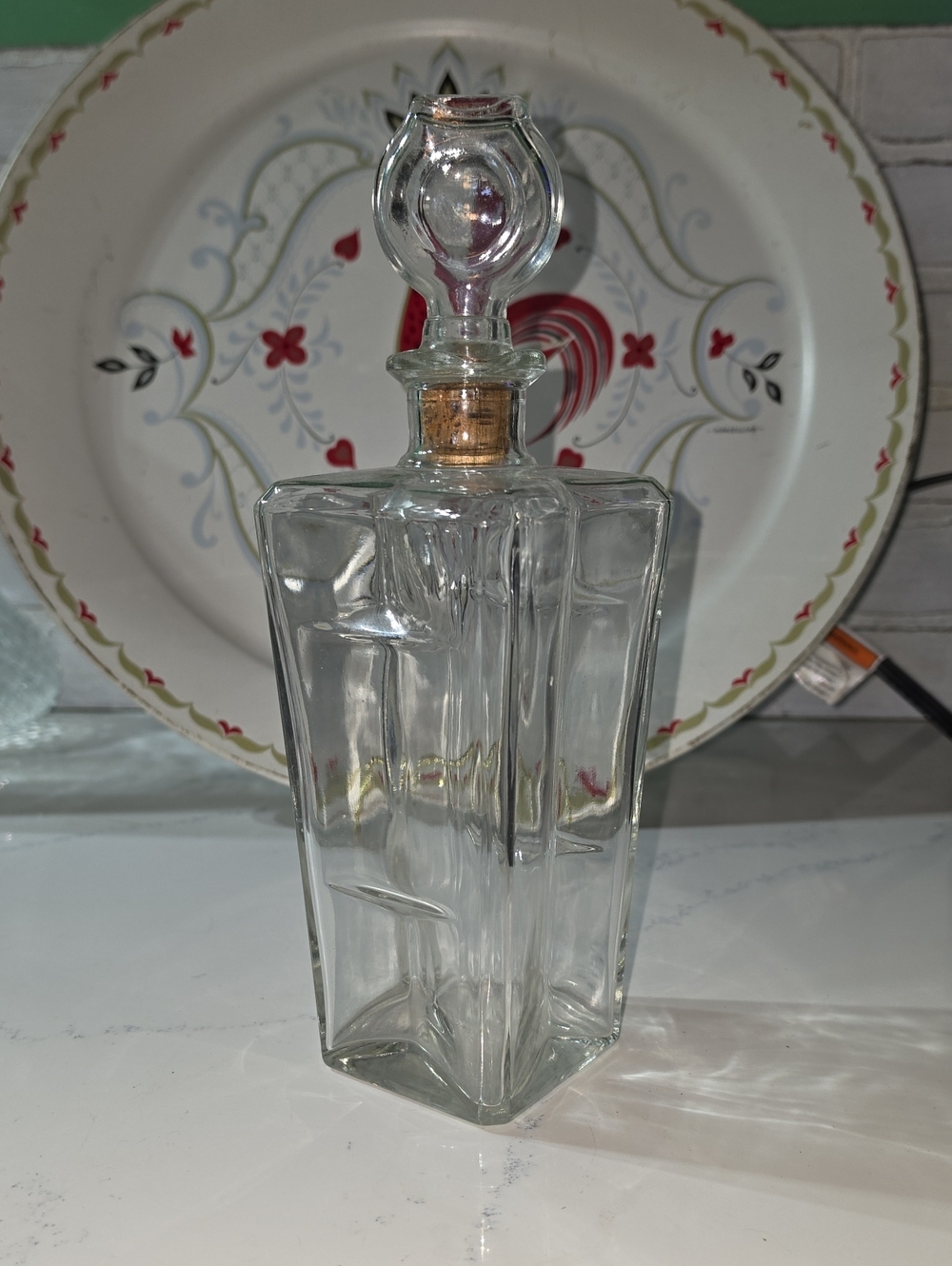 Vintage Clear Glass Decanter with Stopper